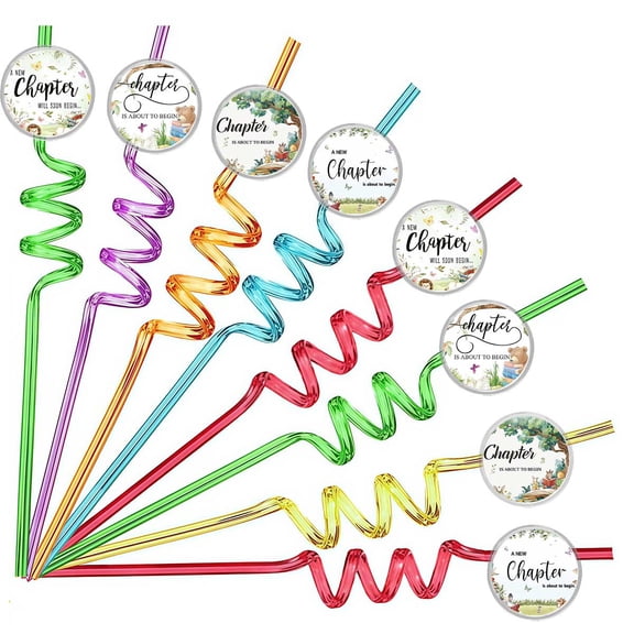Drinking Straws A New Chapter Will Soon Begin Storybook Party Favors Reusable Plastic Beverages Birthday Supplies Decoration 8pcs