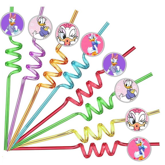 Drinking Straws Duck Party Favors Reusable Plastic Beverages Birthday Supplies Decoration 8pcs