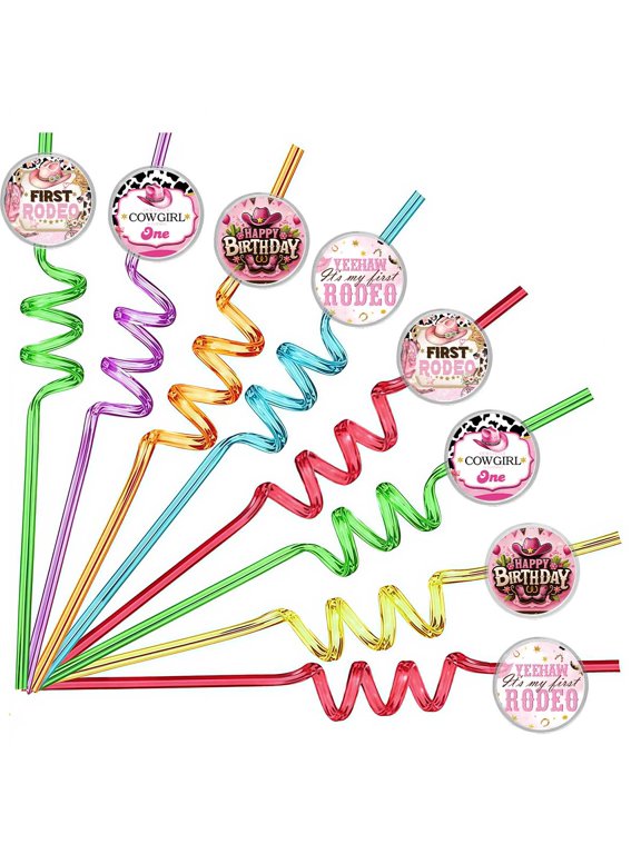 Drinking Straws First Rodeo Cowgirl 1st First Party Favors Reusable Plastic Beverages Birthday Supplies Decoration 8pcs