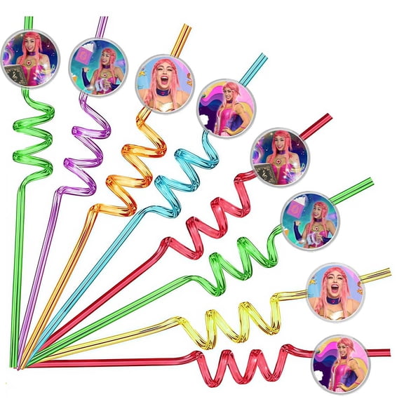 Drinking Straws Luli Pampin Party Favors Reusable Plastic Beverages Birthday Supplies Decoration 8pcs