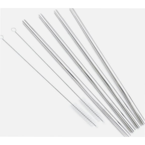 Big Drinking Straws Reusable 12" Extra Long 9mm Extra Wide SUS 304 Food-Grade 18/8 Stainless Steel - Set of 4 with 2 Cleaning Brushes - Straight