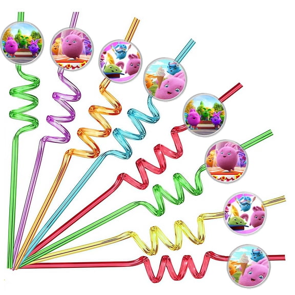 Drinking Straws Sunny Bunnies Party Favors Reusable Plastic Beverages Birthday Supplies Decoration 8pcs