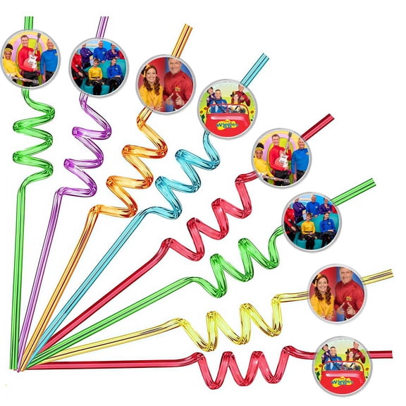 Drinking Straws Wiggles Party Favors Reusable Plastic Beverages Birthday Supplies Decoration 8pcs