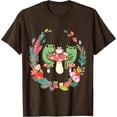 thumbnail image 1 of Drinking Tea Mushroom Cute Cottagecore Aesthetic Frog Unisex T-Shirt for Men Women Kids,Dark Chocolate Color,Size YXL, 1 of 5