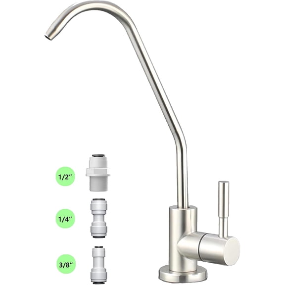 Drinking Water Faucet for Kitchen,100% Lead-Free Reverse Osmosis Faucets,Brushed Nickel SUS304 Stainless Steel Kitchen Filtered Water Faucets,RO Faucet with Lon r Thread Pipe