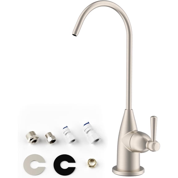 Drinking Water Faucet for Bar and Kitchen Sink, Stainless Steel Reverse Osmosis RO Faucet for Under-Sink Filtration System, Brushed Nickel Finish