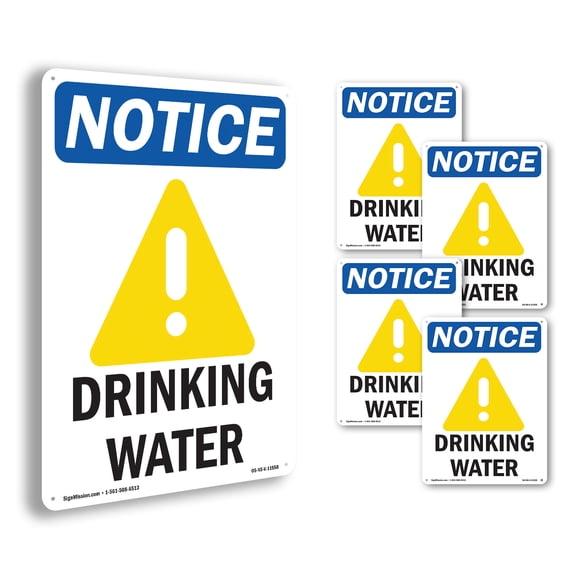 Drinking Water OSHA Notice Rigid Plastic Sign 24 Inch x 18 Inch - 5 Pack