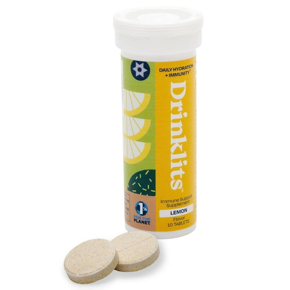 Drinklits Lemon Daily Immunity Tablets | 0g Sugar - Vitamin C - Electrolytes - Botanical Blend | Single Tube (10 Tablets/Servings)