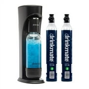 Drinkmate OmniFizz Sparkling Water and Soda Maker, Carbonates Any Drink, Bubble Up Bundle - Includes Two 60L CO2 Cylinders, One Carbonation Bottle, and Fizz Infuser (Matte Black)