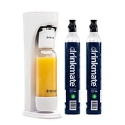 Drinkmate OmniFizz Sparkling Water and Soda Maker, Carbonates Any Drink, Bubble Up Bundle - Includes Two 60L CO2 Cylinders, One Carbonation Bottle, and Fizz Infuser Classic White