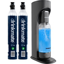 Drinkmate OmniFizz Sparkling Water and Soda Maker, Carbonates Any Drink, Bubble Up Bundle - Includes Two 60L CO2 Cylinders, One Carbonation Bottle, and Fizz Infuser (Matte Black)