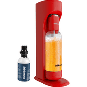 Drinkmate OmniFizz Sparkling Water and Soda Maker, Carbonates Any Drink, with 3oz CO2 Test Cylinder Royal Red