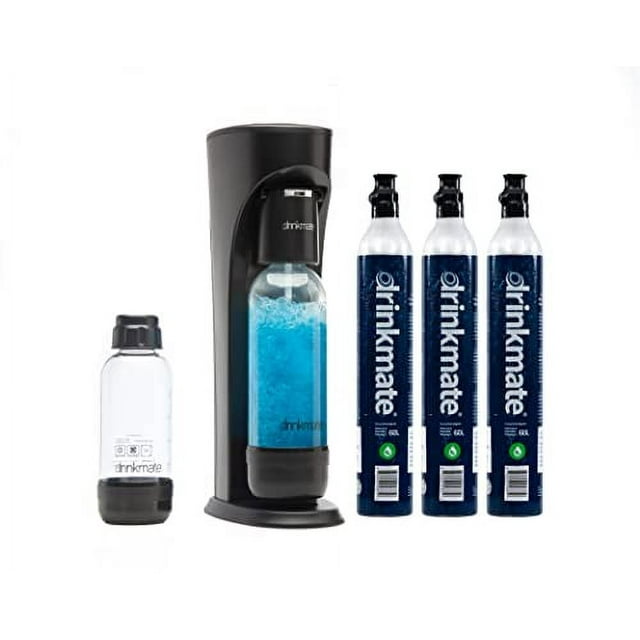 Drinkmate Sparkling Water and Soda Maker Bundle, Carbonates ANY Drink, Matte Black