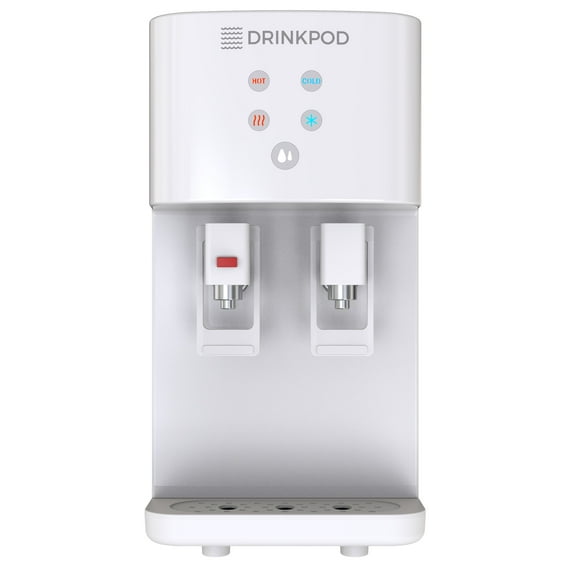 Drinkpod 2000 Series Bottleless Hot & Cold Water Cooler Dispenser. 4 Filters, Installation Kit and Cafe Connect (White)