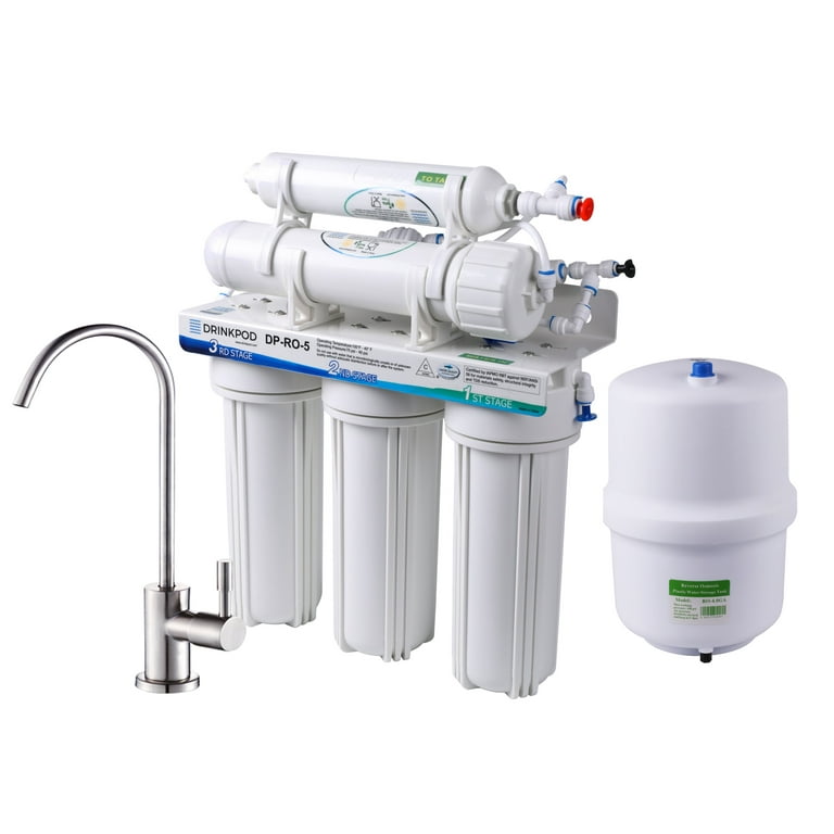 5-Stage Under Sink Reverse Osmosis Water Filtration System with 80 GPD Membrane and Brushed Nickel Faucet 5-Stage Under Sink Reverse Osmosis Water Filtration System with 80 GPD Membrane and Brushed Nickel Faucet