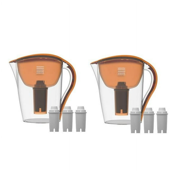 Drinkpod DPPITCHER1XLO-2PK 2 Ultra Premium Alkaline Water Pitchers 3.5L Capacity Includes 6 Filters, Orange - Pack of 2