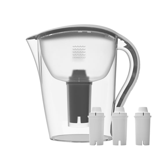 Drinkpod Ultra Premium Alkaline Filtered Water Pitcher . Includes 3 Bonus Filters. 3.5L Pure Healthy Water Ionizer, Clean & Toxin-Free Mineralized Alkaline Water In Minutes, White