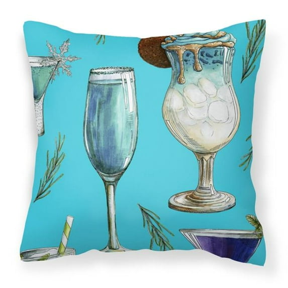 Drinks & Cocktails Blue Fabric Decorative Pillow - Blue - 14in. H x 3in. W x 14in. L
