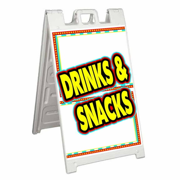 Drinks Snacks (24" X 36") Standard A-Frame Signicade, Includes Decal Applied To Stand