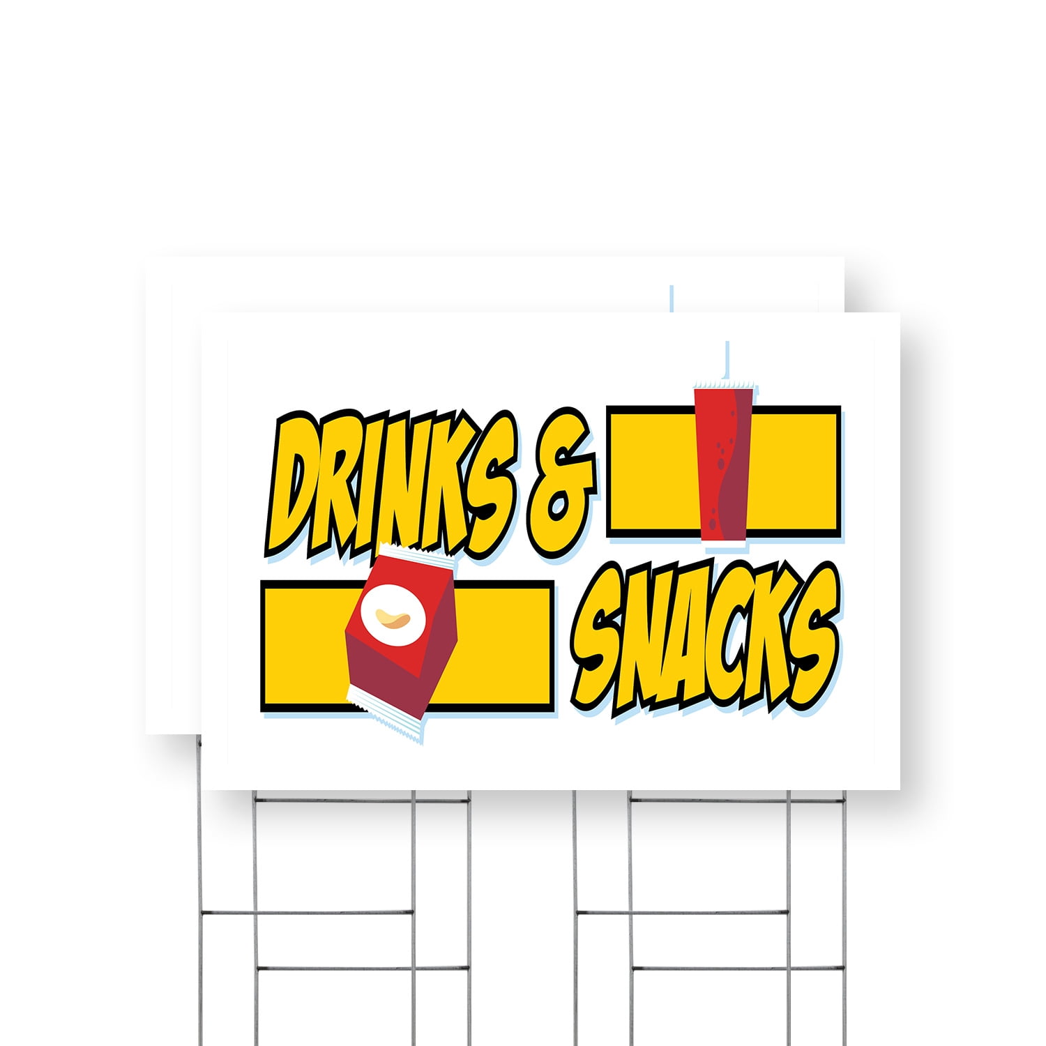 Drinks and Snacks Yard Sign 2 Pack of 24 Inch x 36 Inch Single Sided ...