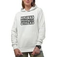 thumbnail image 1 of Drinks Well with Others, Drinking Themed Quote, Groovy Retro Wavy Text Merch Gift, White Hooded Sweatshirt or Hoodie, Small, 1 of 5