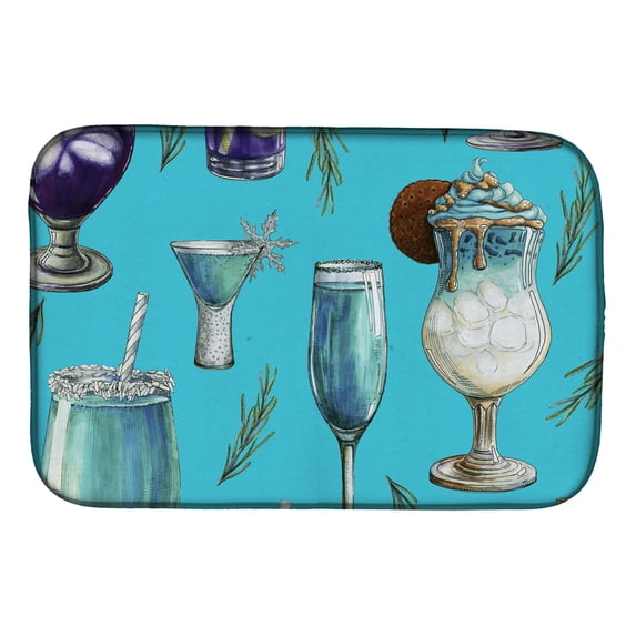Drinks and Cocktails Blue Dish Drying Mat