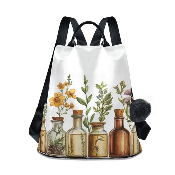 Drinks and Flowers Herbs Travel Laptops Backpack for Women Anti-theft Casual Work Bag Daypack Lightweight Laptop Bag
