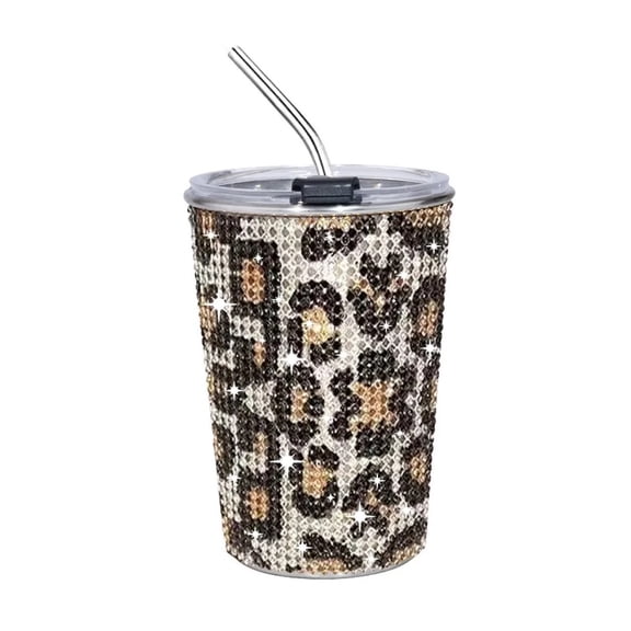 Drinkware 500ml Rhinestone Water Cup Sparkling Bling Stainless Steel Water Bottle Reusable Luxury Creative Straw Cup Travel