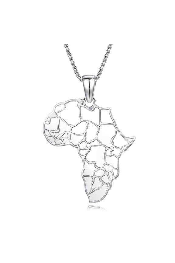 Africa Necklace Necklace, 925 Sterling Silver Ancient Egypt Pendant Trendy Personalized African Motherland Continent Outline Decor for Women Men with Gifts Box