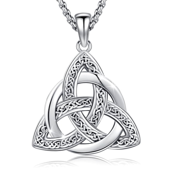 Drinsper Celtic Trinity Knot Necklace for Women Men, 925 Sterling Silver Celtic Knot Necklace For Women Celtic Irish Jewelry Nudo de celta plata Amulet Witches Trinity Knot Pendant Necklace