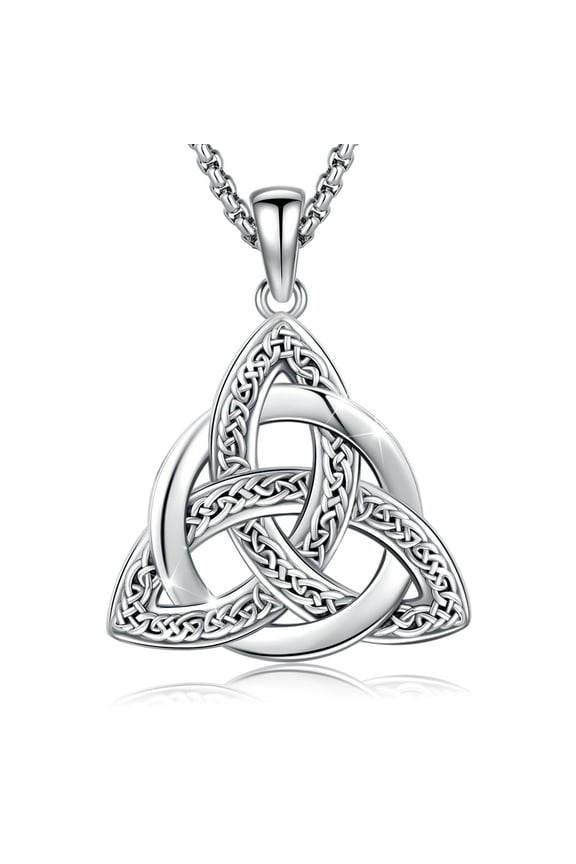 Celtic Trinity Knot Necklace for Women Men, 925 Sterling Silver Celtic Knot Necklace For Women Celtic Irish Jewelry Nudo de celta plata Amulet Witches Trinity Knot Pendant Necklace