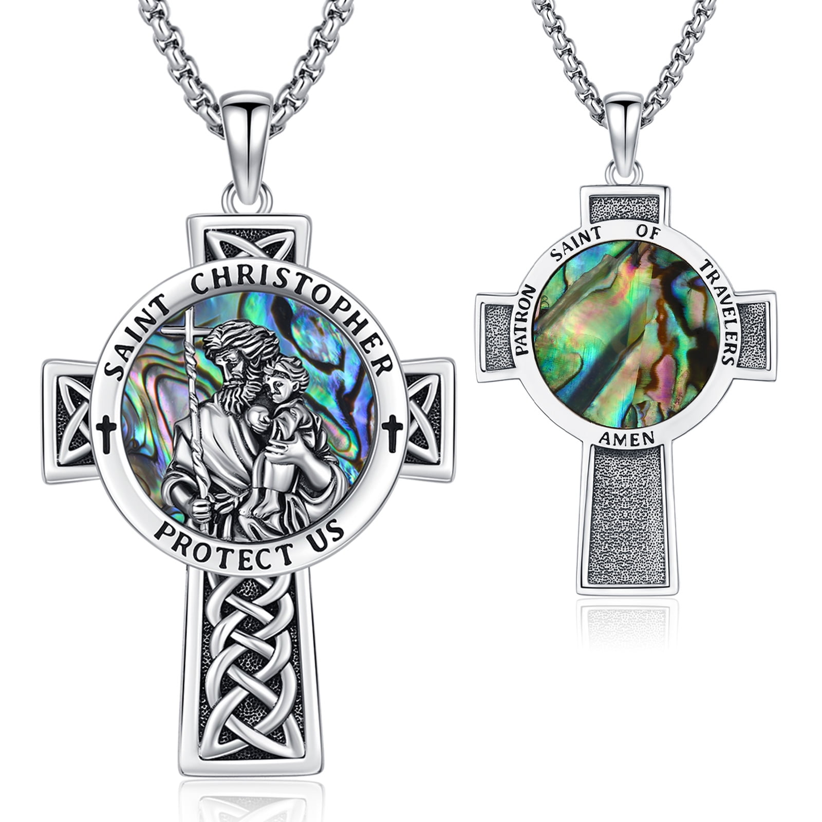 Drinsper St Christopher Necklace Mens, 925 Sterling Silver Saint ...