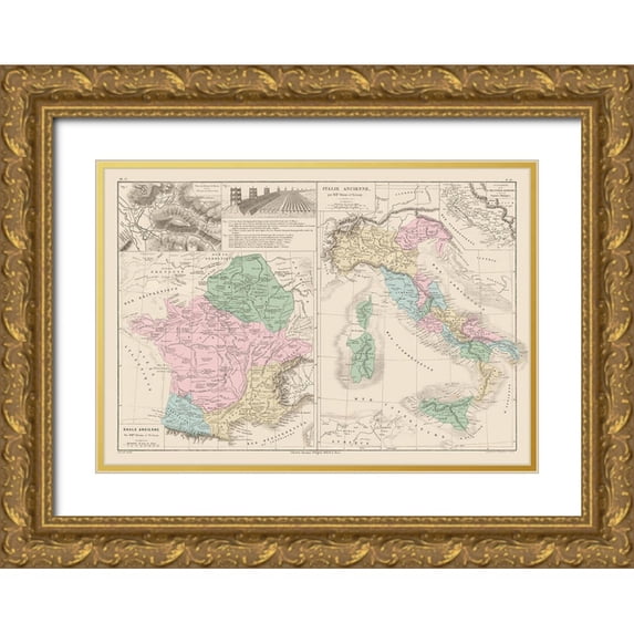 Drioux 14x11 Gold Ornate Wood Framed with Double Matting Museum Art Print Titled - Ancient France Italy Belgium Punic Wars Europe