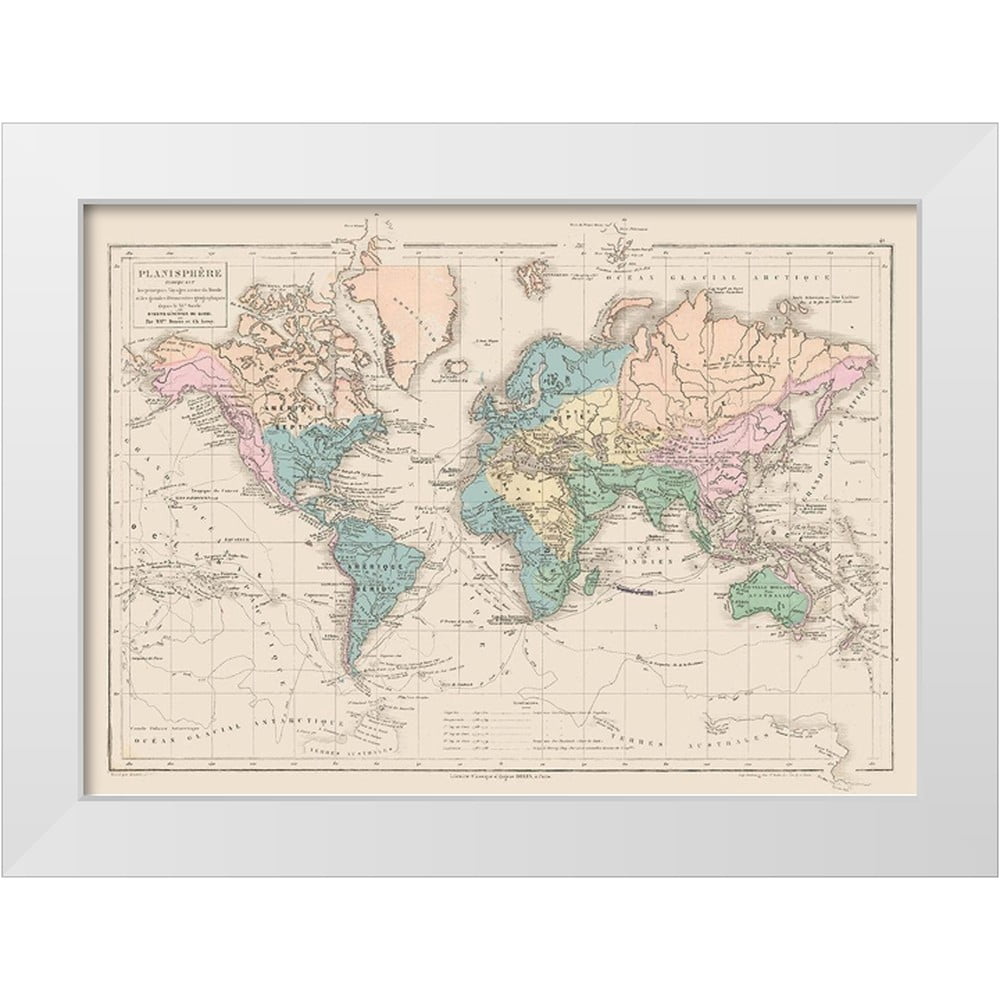 Planisphere Print Drioux 14x11 White Modern Wood Framed Museum Art Print Titled ...