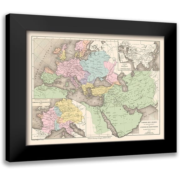 Drioux 14x12 Black Modern Framed Museum Art Print Titled - Arabian Empire Carolingian Empire Middle East