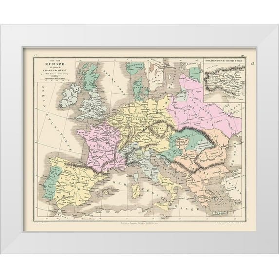 Drioux 18x15 White Modern Wood Framed Museum Art Print Titled - Europe 1453 to 1558 - Drioux 1882