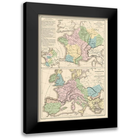 Drioux 18x24 Black Modern Framed Museum Art Print Titled - Europe Carolingian Empire Merovingian Dynasty