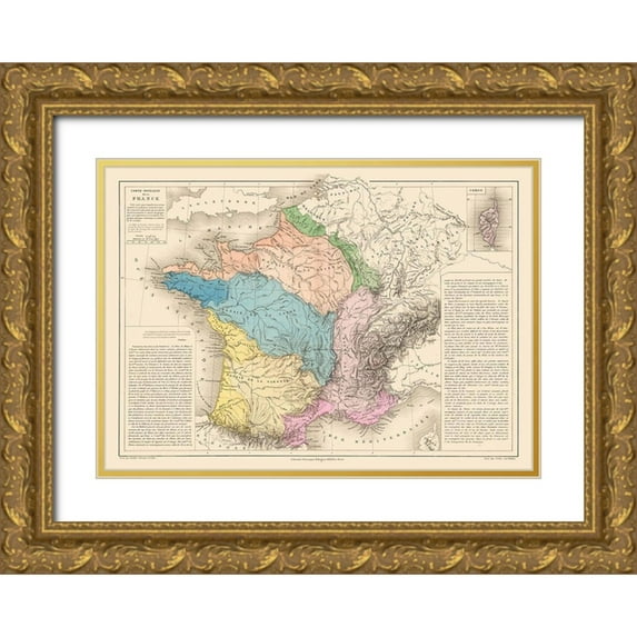 Drioux 24x18 Gold Ornate Wood Framed with Double Matting Museum Art Print Titled - Physical France - Drioux 1882
