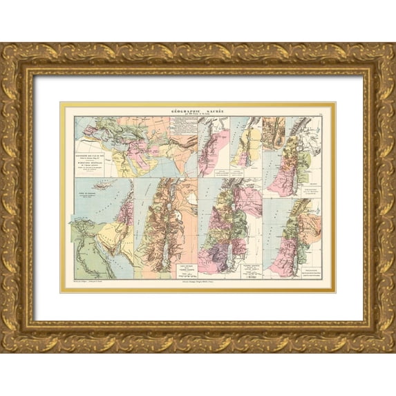Drioux 24x18 Gold Ornate Wood Framed with Double Matting Museum Art Print Titled - Sacred Sites Middle East - Drioux 1882