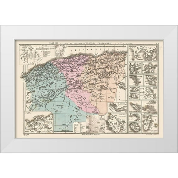 Drioux 32x23 White Modern Wood Framed Museum Art Print Titled - Algeria French Colonies Africa - Drioux 1882