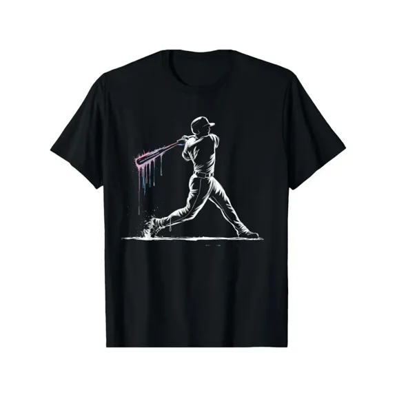 Drip Baseball Player Sport Theme Cool Trendy Youth Inspired Graphic Unisex T-Shirt, for men & women, up to size 5XL