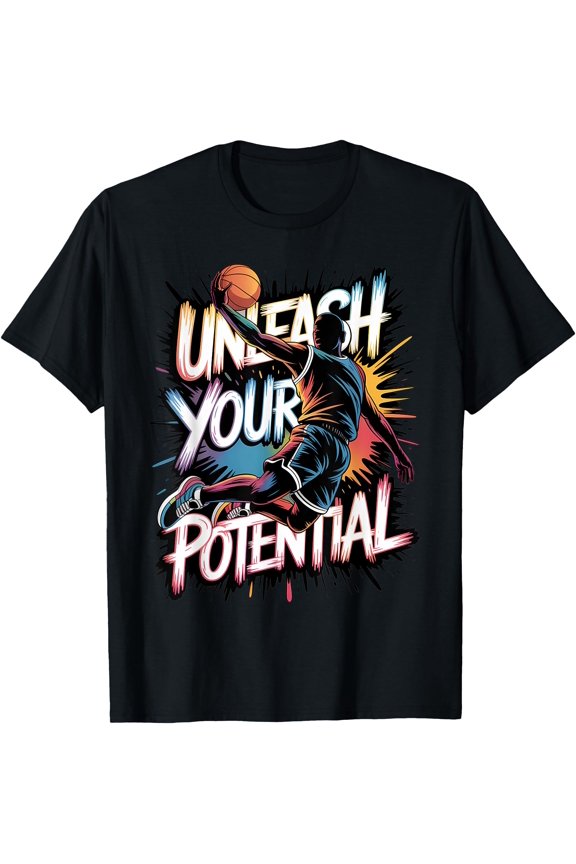 Drip Basketball | Unleash Your Potential Slam Dunk Colorful T-Shirt, Unisex T-Shirt