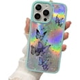 thumbnail image 1 of Drip Butterfly Glitter Laser Phone Case with or without Laser Paper, Drop and Wear Resistant for iPhone 15 14 13 12 11 Ultra Plus XS X XR Max mini 7 8 Phone Case (Green 2,iphone 15 Pro Max), 1 of 8