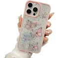 thumbnail image 1 of Drip Butterfly Glitter Laser Phone Case with or without Laser Paper, Drop and Wear Resistant for iPhone 15 14 13 12 11 Ultra Plus XS X XR Max mini 7 8 Phone Case (Pink 1,iphone 14 Plus), 1 of 7