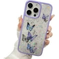 thumbnail image 1 of Drip Butterfly Glitter Laser Phone Case with or without Laser Paper, Drop and Wear Resistant for iPhone 15 14 13 12 11 Ultra Plus XS X XR Max mini 7 8 Phone Case (Purple 1,iphone 7/8), 1 of 8
