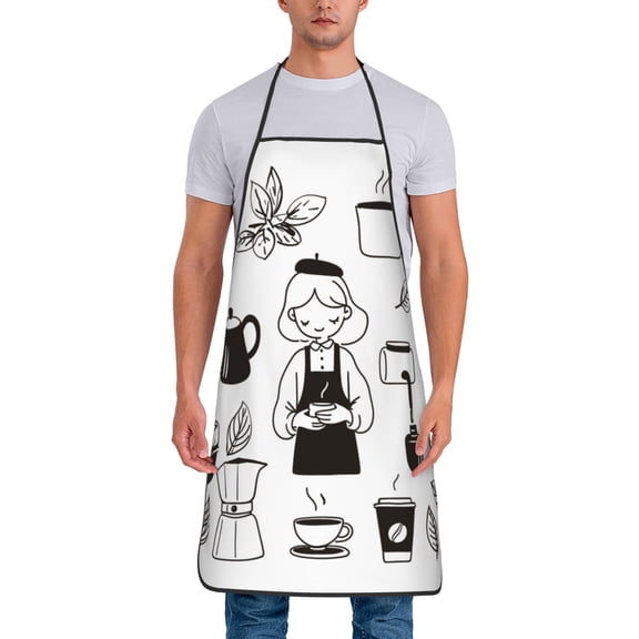 Drip Coffee Maker Pattern Aprons for Women Men Waterproof For Kitchen Cooking BBQ Gardening Painting Mechanic