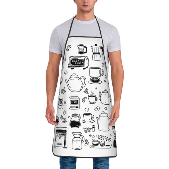 Drip Coffee Maker Pattern Aprons for Women Men Waterproof For Kitchen Cooking BBQ Gardening Painting Mechanic