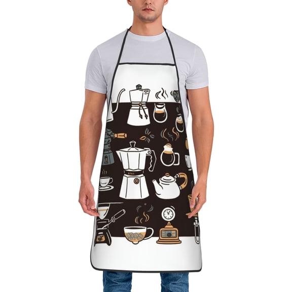 Drip Coffee Maker Pattern Aprons for Women Men Waterproof For Kitchen Cooking BBQ Gardening Painting Mechanic