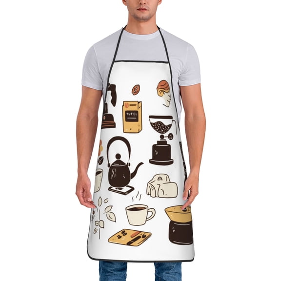 Drip Coffee Maker Pattern Aprons for Women Men Waterproof For Kitchen Cooking BBQ Gardening Painting Mechanic