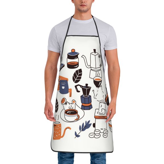 Drip Coffee Maker Pattern Aprons for Women Men Waterproof For Kitchen Cooking BBQ Gardening Painting Mechanic